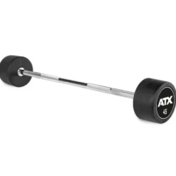 Barres d'haltères droites préchargées de 10 à 50 kg design ATX en acier avec revêtement en caoutchouc robuste