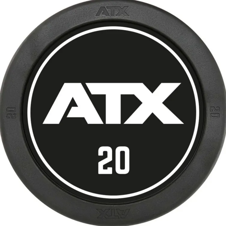 Barres d'haltères droites préchargées de 10 à 50 kg design ATX en acier avec revêtement en caoutchouc robuste