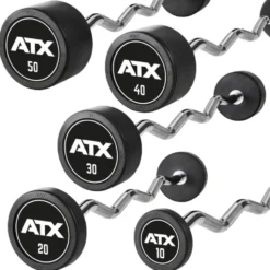 Barres d'haltères pré-chargées type SZ avec design ATX de 10 à 50 kg