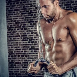 Barre à triceps 35 cm en forme de V avec embouts caoutchouc