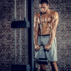 Barre à triceps 34 cm en forme de V avec revêtement caoutchouc