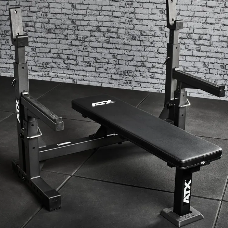 Bench Press professionnel plat avec repose-barres et sécurités réglables capacité 500 kg
