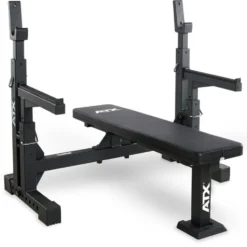 Bench Press professionnel plat avec repose-barres et sécurités réglables capacité 500 kg