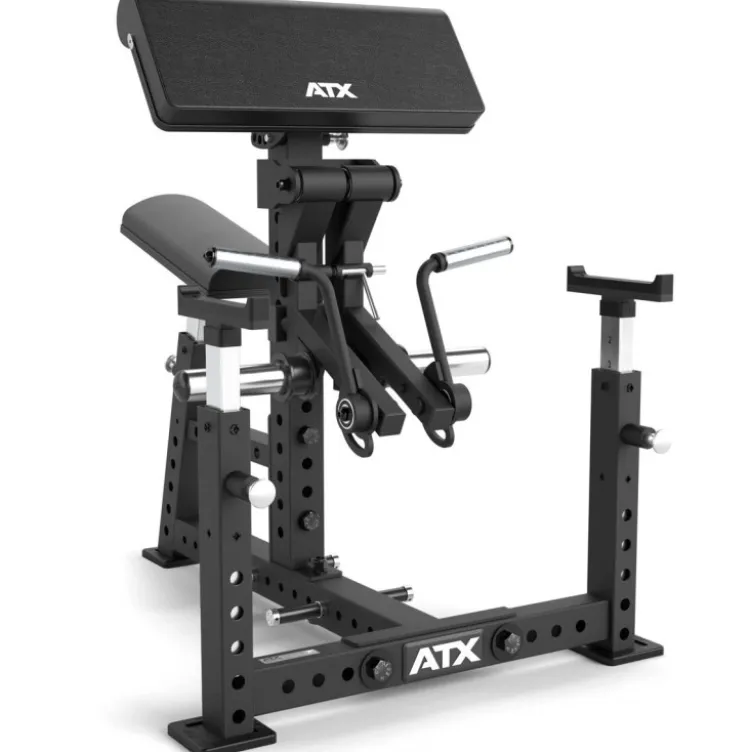 Biceps curl machine professionnelle ATX - Pupitre à biceps à mouvement guidé avec charge libre jusqu'à 150 kg