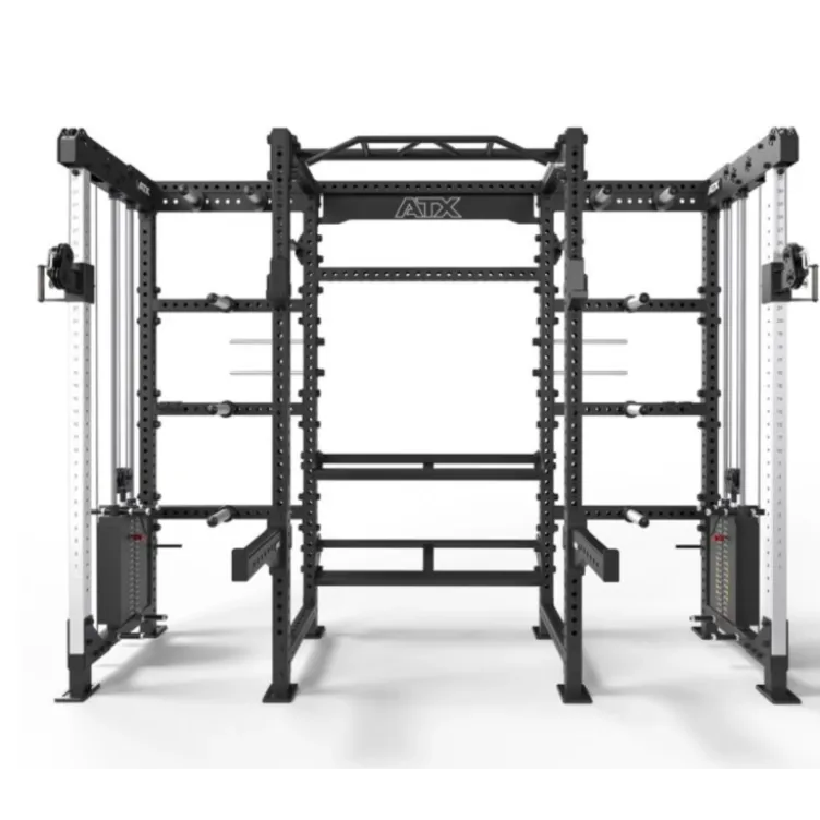 Cable cross rack ATX fitness avec colonne de poids 2 x 90 kg et accessoires d'entraînement multiples - Entraînement pro