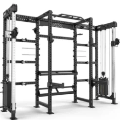 Cable cross rack ATX fitness avec colonne de poids 2 x 90 kg et accessoires d'entraînement multiples - Entraînement pro