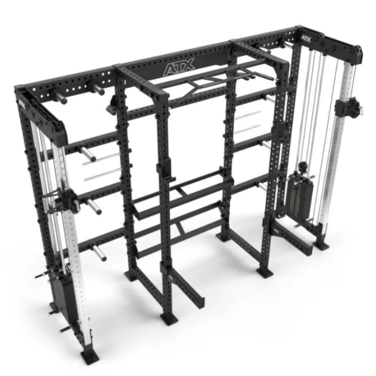Cable cross rack ATX fitness avec colonne de poids 2 x 90 kg et accessoires d'entraînement multiples - Entraînement pro