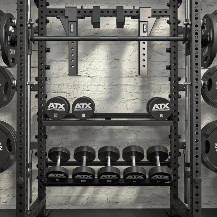 Cable cross rack ATX fitness avec colonne de poids 2 x 90 kg et accessoires d'entraînement multiples - Entraînement pro