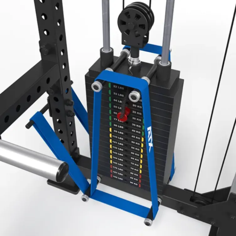 Cable cross rack ATX fitness avec colonne de poids 2 x 90 kg et accessoires d'entraînement multiples - Entraînement pro