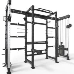 Cable cross rack ATX fitness avec colonne de poids 2 x 90 kg et accessoires d'entraînement multiples - Entraînement pro