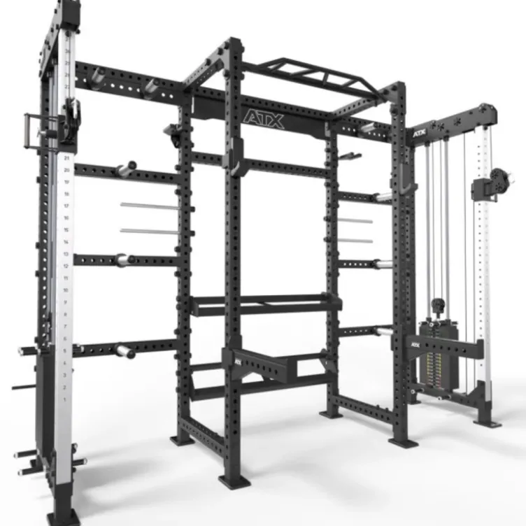 Cable cross rack ATX fitness avec colonne de poids 2 x 90 kg et accessoires d'entraînement multiples - Entraînement pro