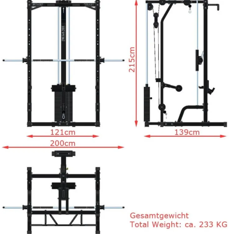 Cadre guidé avec poulie haute et basse charge automatique - Smith machine avec colonne de poids