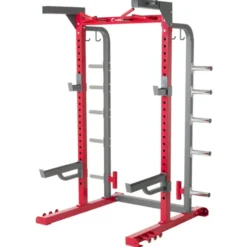 Cage de musculation pour home-gym avec supports de rangement pour disques olympiques et barre de traction