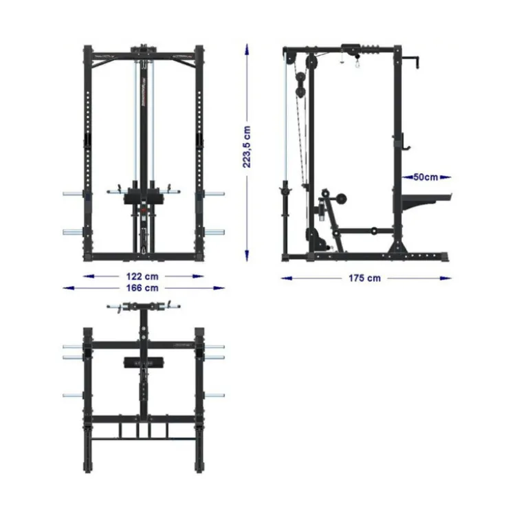 Cage rack professionnelle capacité de charge 400 kg avec poulie haute et basse