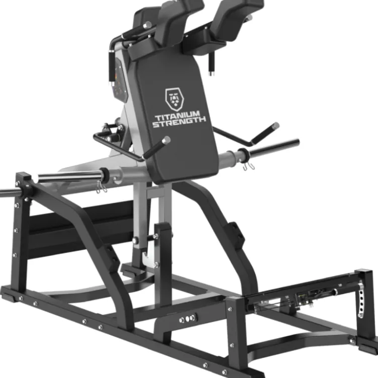 Calf squat machine à charge libre jusqu'à 200 kg - V-squat Maxglute PRO Titanium Strength MG-PL36 avec poignées doubles