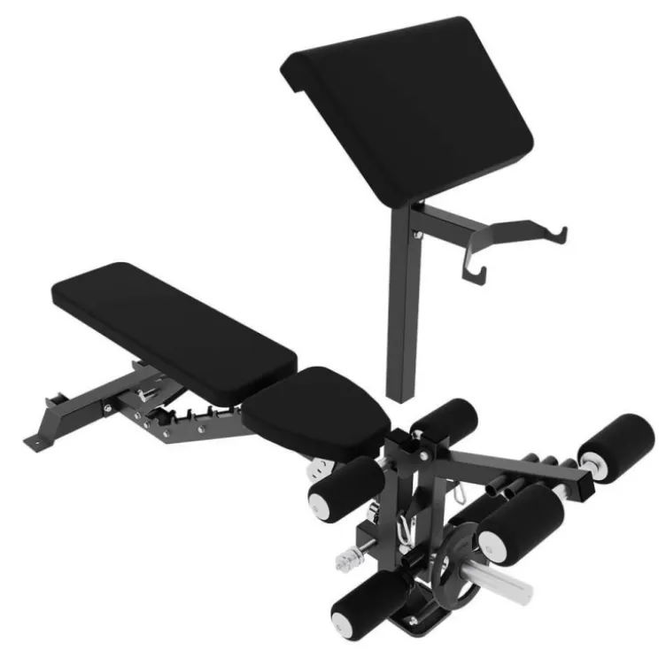C10 Base Bench Force USA - Banc de musculation semi-pro avec accessoires leg et pupitre à biceps