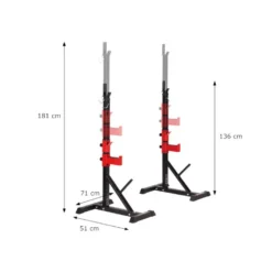 Chandelles repose-barre pour exercices de musculation avec supports réglables - Capacité 250 kg
