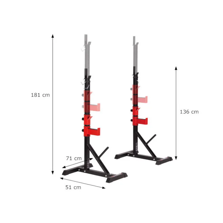 Chandelles repose-barre pour exercices de musculation avec supports réglables - Capacité 250 kg