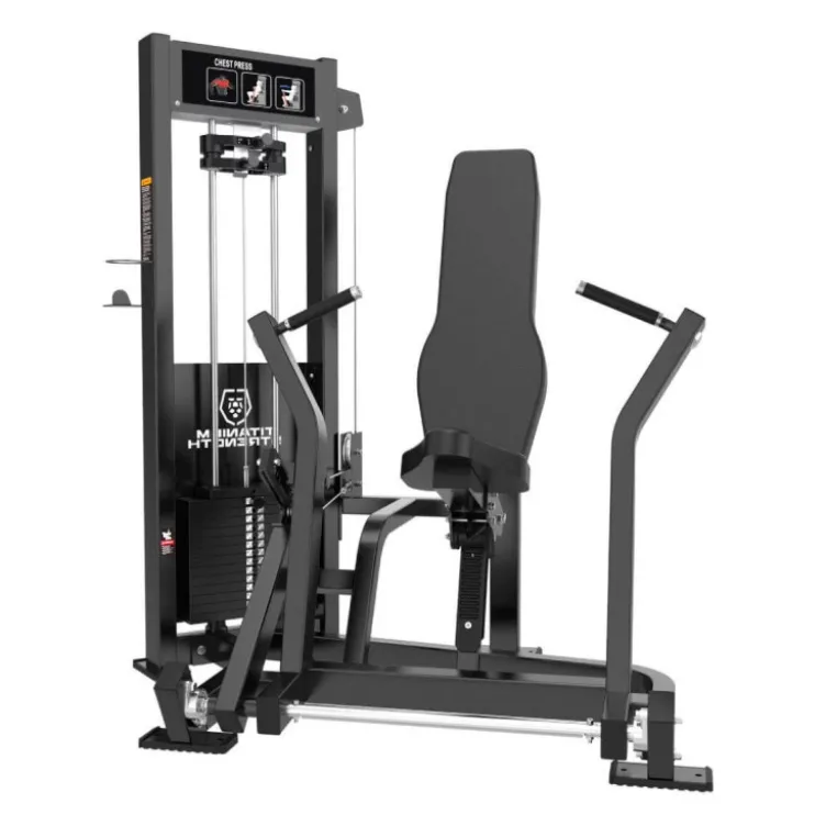 Chest Press Titanium Strength ELRX-S11 à charge guidée Elite Series RX avec colonne de poids de 142 kg et poulies en aluminium