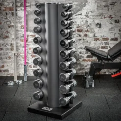 Colonne de stockage professionnelle ATX pour 10 paires d'haltères hexagonaux ou chromés