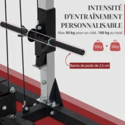 Crossover câble machine à charge libre - Poulie vis à vis capacité de charge 100 kg pour exercices de tirage variés