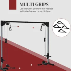 Crossover câble machine à charge libre - Poulie vis à vis capacité de charge 100 kg pour exercices de tirage variés