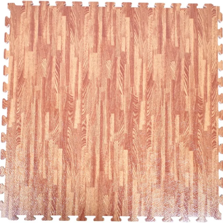 Dalles de sol puzzle effet bois 100 x 100 x 2 cm pour salle de sport et home gym - Installation facile et Norme EN71