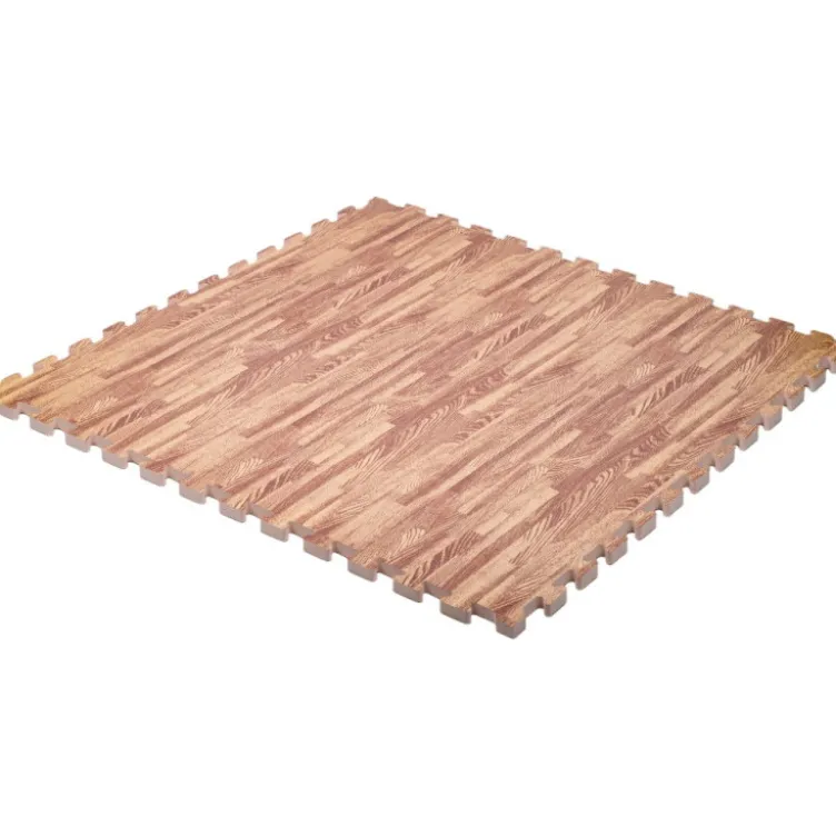 Dalles de sol puzzle effet bois 100 x 100 x 2 cm pour salle de sport et home gym - Installation facile et Norme EN71
