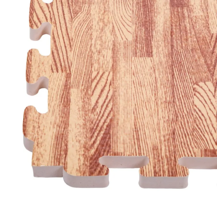 Dalles de sol puzzle effet bois 100 x 100 x 2 cm pour salle de sport et home gym - Installation facile et Norme EN71