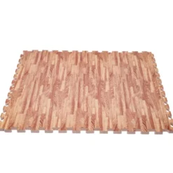 Dalles de sol puzzle effet bois 100 x 100 x 2 cm pour salle de sport et home gym - Installation facile et Norme EN71