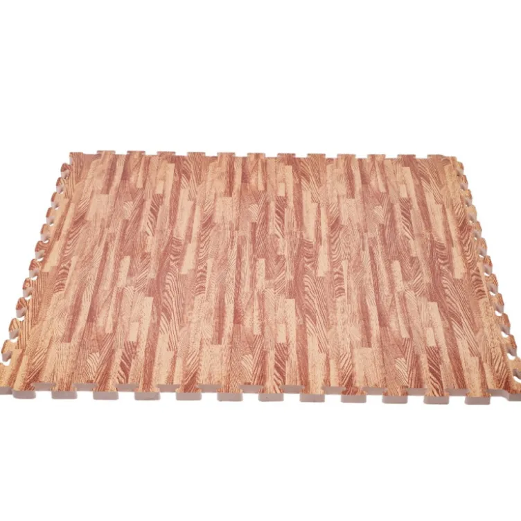 Dalles de sol puzzle effet bois 100 x 100 x 2 cm pour salle de sport et home gym - Installation facile et Norme EN71