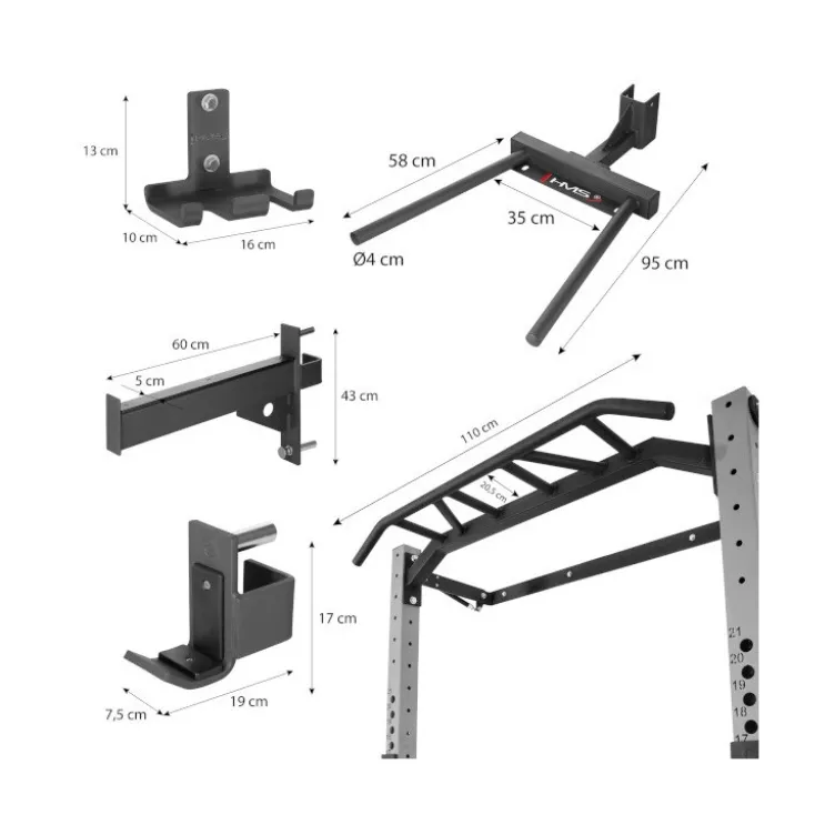 Demi rack à fixation murale avec divers équipements - Matériel de musculation pour homegym