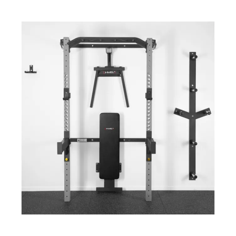 Demi rack à fixation murale avec divers équipements - Matériel de musculation pour homegym