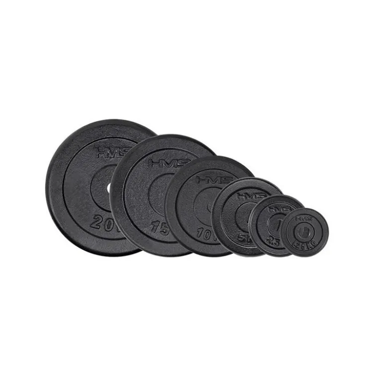 Disque de poids noir en fonte avec un diamètre de 30mm - 1,25 à 20 KG