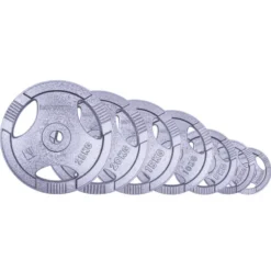 Disques de poids CAST IRON en fonte de 1,25 kg à 25 kg avec 3 poignées idéal pour home-gym