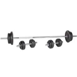 Ensemble complet avec barre de musculation standard 160 cm / Paire d'haltères de musculation / 80 kg de poids