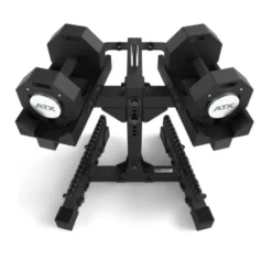 Ensemble complet avec une paire d'haltères octogonales ATX 2 x 24 kg avec support de rangement
