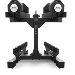 Ensemble complet avec une paire d'haltères octogonales ATX 2 x 24 kg avec support de rangement
