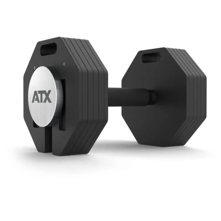 Ensemble complet avec une paire d'haltères octogonales ATX 2 x 24 kg avec support de rangement
