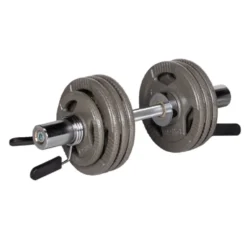 Ensemble complet 150 kg avec barre olympique 180 cm et haltères de musculation avec disques de poids à poignées