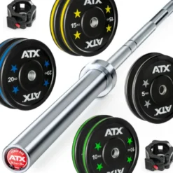 Ensemble économique - Pack barre de musculation et 100 kg de bumper plates ATX pour haltérophilie