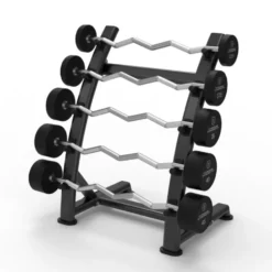 Ensemble de 5 barres EZ incurvées monoblocs pré-chargées Titanium Strength de 10 à 30 kg avec rack de rangement inclus