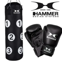 Ensemble de matériel de boxe pour adulte - Gants de boxe et sac avec zones de frappe numérotées