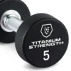 Ensemble de 10 paires d'haltères en polyuréthane 2,5 à 25 kg avec rack de rangement horizontal Titanium Strength