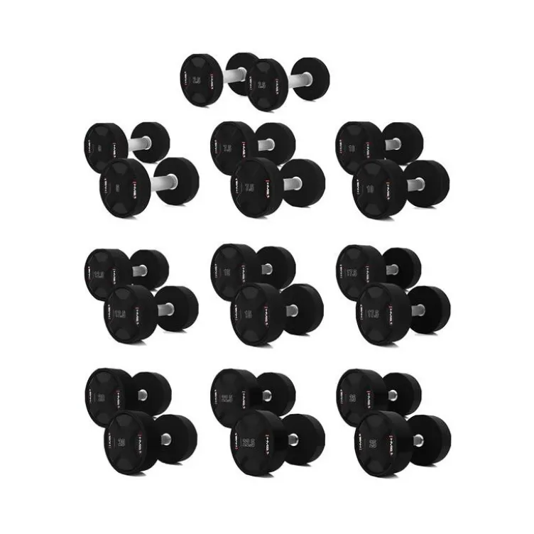 Ensemble de 10 paires d'haltères fixes de 2,5 à 25 kg - Qualité professionnelle pour salle de musculation