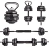 Ensemble d'haltère en ciment 6 en 1 pour exercices de musculation à domicile - 40 kg