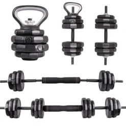 Ensemble d'haltère en ciment 6 en 1 pour exercices de musculation à domicile - 40 kg