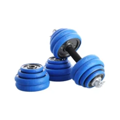 Ensemble d'haltères avec 16 disques de poids pour entraînement de musculation