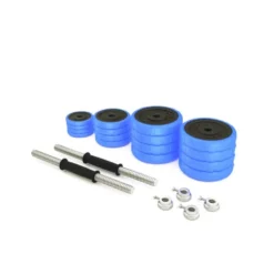 Ensemble d'haltères avec 16 disques de poids pour entraînement de musculation