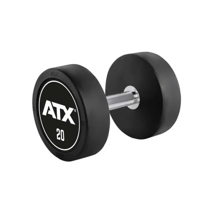 Ensemble d'haltères en acier avec revêtement caoutchouc de 5 kg jusqu'à 50 kg selon déclinaison avec logo ATX